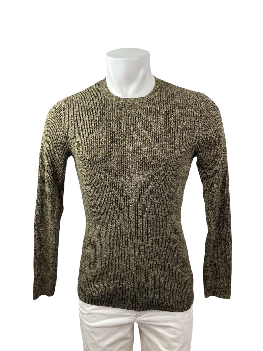 ASOS Men's Olive Green Ribbed Knit Crew Neck Long Sleeve Sweater Top Size M